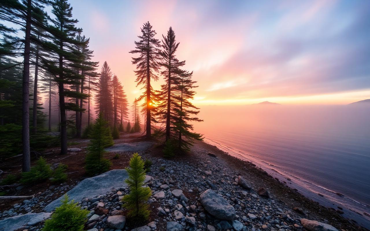 Northern Ontario lake at sunrise